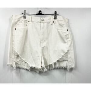 American Eagle Shorts Highest Rise Mom White Denim Distressed Size 16 New
